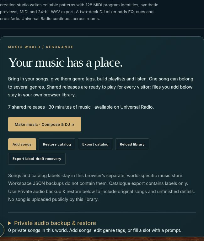 Music World library in the 3D app
